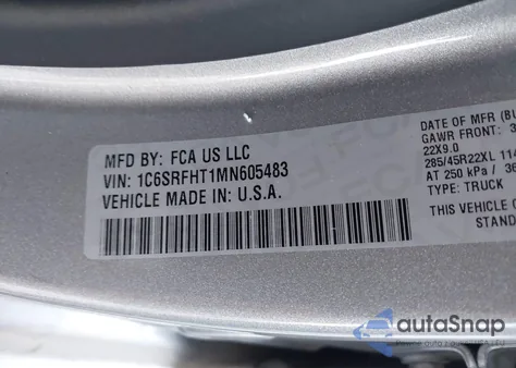 2021 Ram 1500 Limited 4X4 5'7 Box from USA, damaged, VIN 1C6SRFHT1MN605483